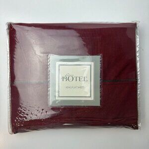 Luxury Hotel Taj King Flat Sheet Garnet Red 112"x106" 100% Combed Cotton